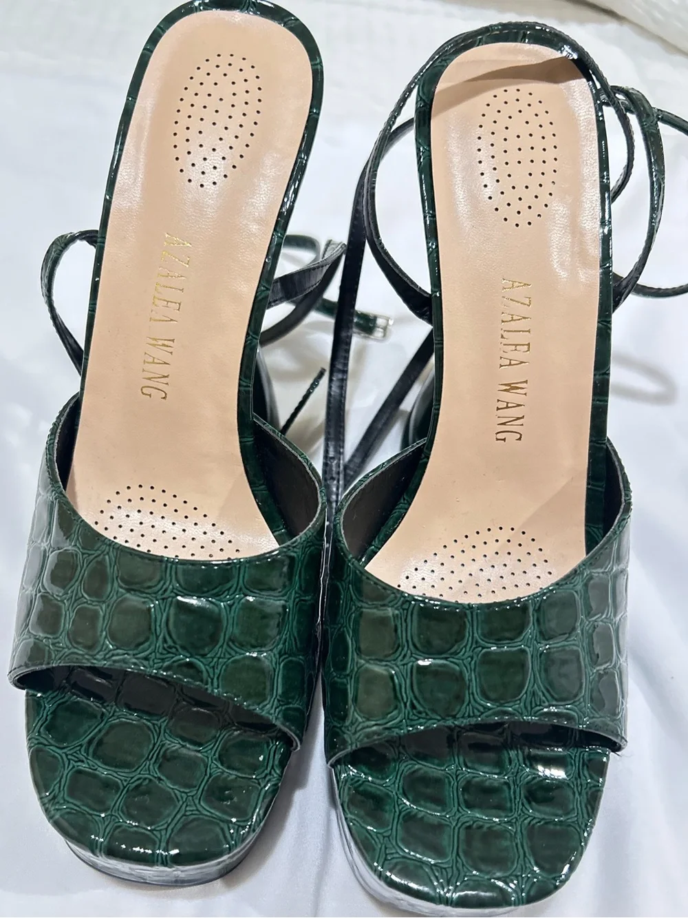 Azalea Wang Wake the Neighbors Chunky Platform Sandals Green Croc Y2K Sz 8.5